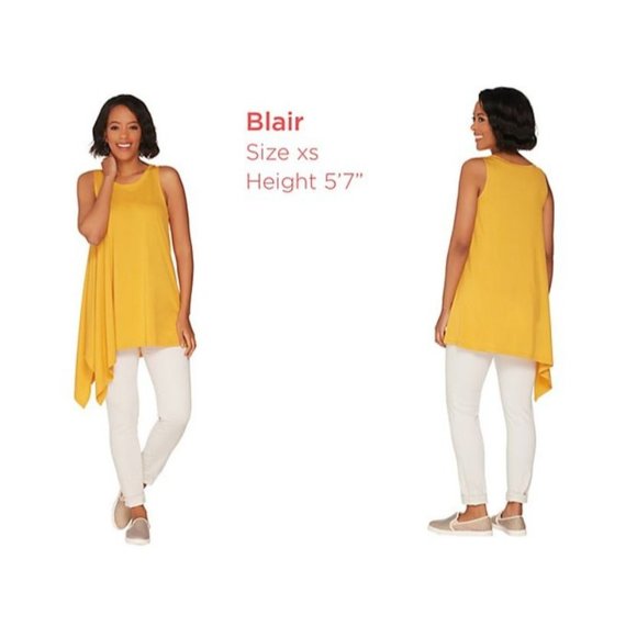 LOGO Lori Goldstein Knit Tank Size XS Exaggerated Asymmetric Hem Coconut A305434 - Picture 10 of 12